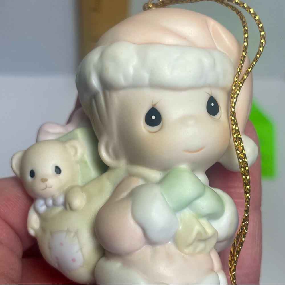 BNWOT Vintage Precious Moments child as Santa ornament approx 3”
